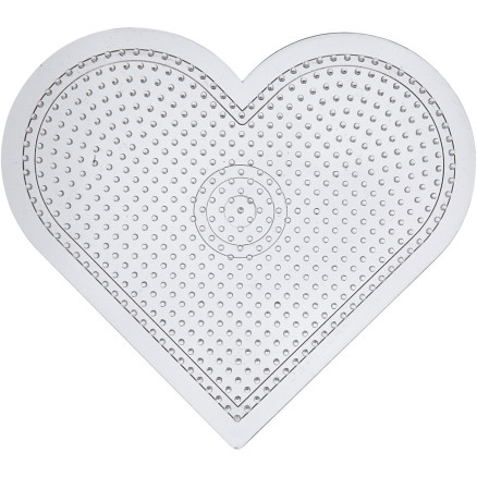 Perleplade, stort hjerte, str. 15 cm, medium, klar, 1 stk.