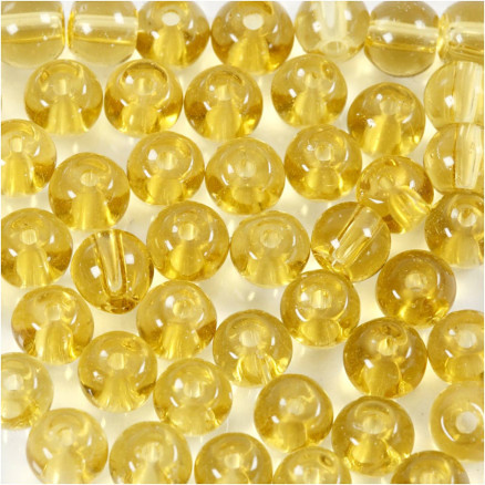 Glasperler, diam. 4 mm, hulstr. 1 mm, gul, 45 stk./ 1 pk.