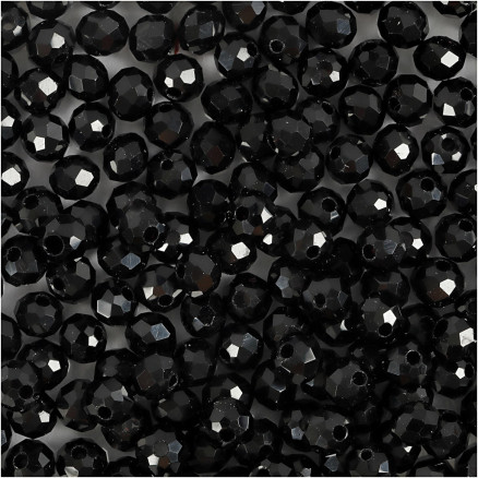 Facetperler, str. 3x4 mm, hulstr. 0,8 mm, sort metallic, 100 stk./ 1 pk.