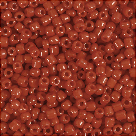 Rocaiperler, diam. 3 mm, str. 8/0, hulstr. 0,6-1,0 mm, mørk rød, 25 g/ 1 pk.