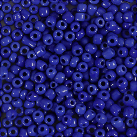 Rocaiperler, diam. 3 mm, str. 8/0, hulstr. 0,6-1,0 mm, blå, 25 g/ 1 pk.