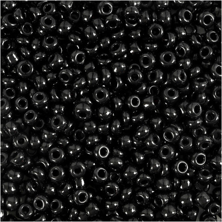 Rocaiperler, diam. 3 mm, str. 8/0, hulstr. 0,6-1,0 mm, sort, 25 g/ 1 pk.