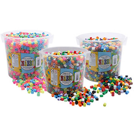 Rørperler, str. 10x10 mm, hulstr. 5 mm, JUMBO, ass. farver, 7350 stk., 3x2450 stk./ 1 pk.