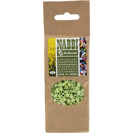 NABBI BioBeads Rørperler, str. 5x5 mm, hulstr. 2.5 mm, medium, pastelfarver, 1000 stk./ 1 pk.