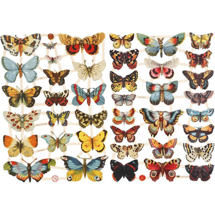 Glansbilleder, sommerfugle, ark 16,5x23,5 cm, 2ark/ 1 pk.