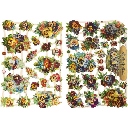 Glansbilleder, stedmoderblomster, ark 16,5x23,5 cm, 2ark/ 1 pk.