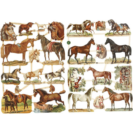 Glansbilleder, heste, ark 16,5x23,5 cm, 2ark/ 1 pk.
