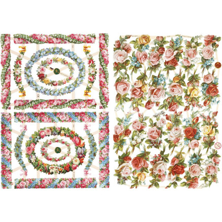 Glansbilleder, småblomster, ark 16,5x23,5 cm, 2ark/ 1 pk.
