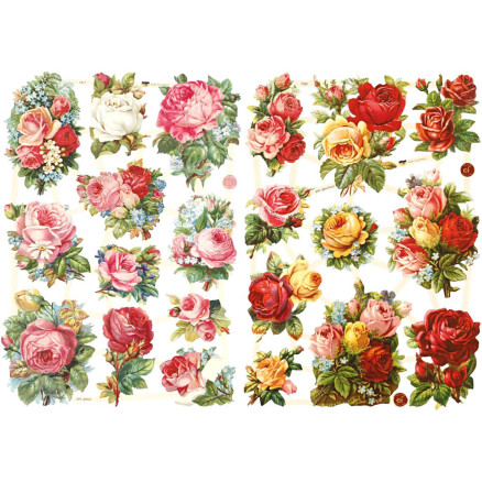 Glansbilleder, rosenmix, ark 16,5x23,5 cm, 2ark/ 1 pk.
