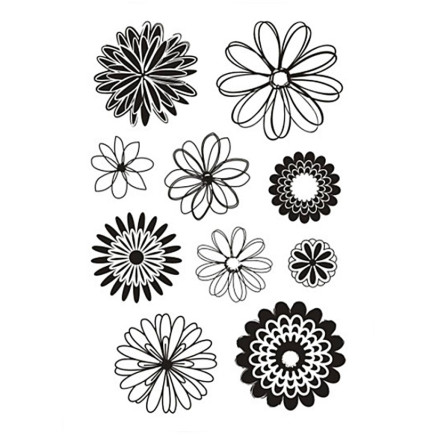 Silikonestempler, blomster, ark 11x15,5 cm, 1 ark