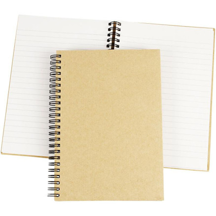 Notesbog med spiral, A5, ark 148x210 mm, 60 g, brun, 1 stk.