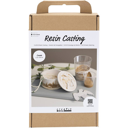 DIY Kit Resin Støbning, Krukke med låg, beige, off white, 1 pk.