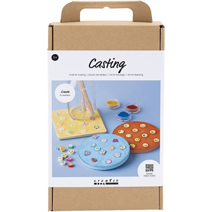 DIY Kit Støbning, Platter, blå, rød, gul, 1 pk.