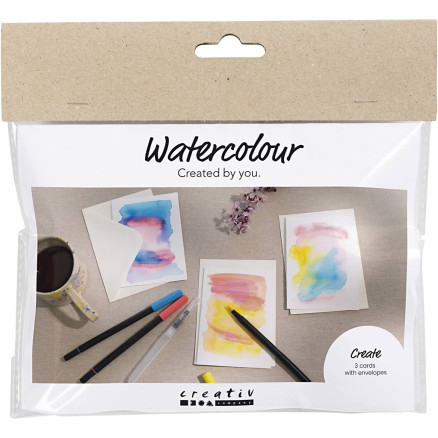 Mini DIY Kit Akvarel, Kort med kuverter, 1 pk.
