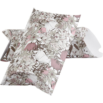 Gaveæske, blomster, str. 18x15x6 cm, 300 g, brun, 3stk./ 1 pk.