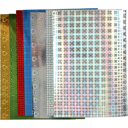 Holografipapir, A4, ark 210x297 mm, 120 g, 8ass. ark/ 1 pk.