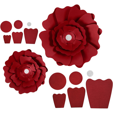 Papirblomster, diam. 15+25 cm, 230 g, rød, 2stk./ 1 pk.