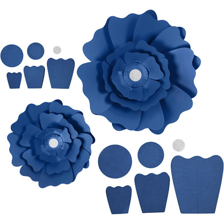 Papirblomster, diam. 15+25 cm, 230 g, blå, 2stk./ 1 pk.