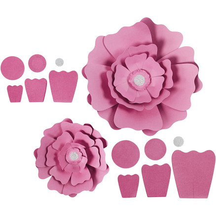 Papirblomster, diam. 15+25 cm, 230 g, lyserød, 2stk./ 1 pk.