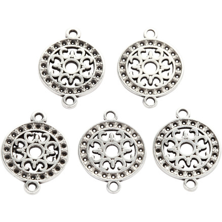 Smykkevedhæng, diam. 14 mm, hulstr. 1,2 mm, forsølvet, 5 stk./ 1 pk.