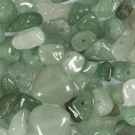 Krystalperler, Aventurin, diam. 7-12 mm, hulstr. 1 mm, grøn, 63 stk./ 1 pk.