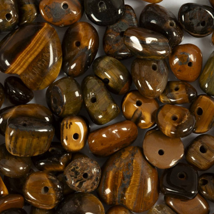 Krystalperler, Tigerøje, diam. 7-12 mm, hulstr. 1 mm, brun, 63 stk./ 1 pk.