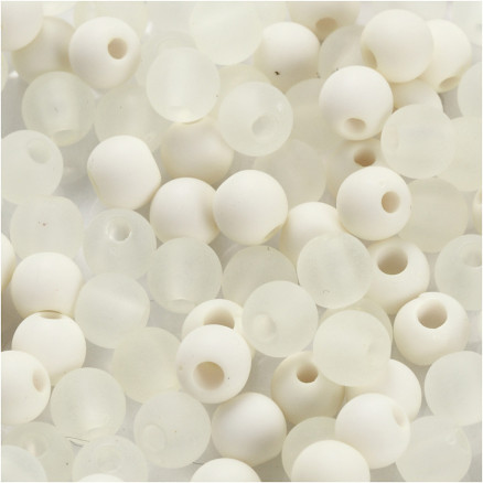 Plastperler, diam. 6 mm, hulstr. 2 mm, creme, 40 g/ 1 pk.