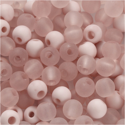Plastperler, diam. 6 mm, hulstr. 2 mm, rosa, 40 g/ 1 pk.