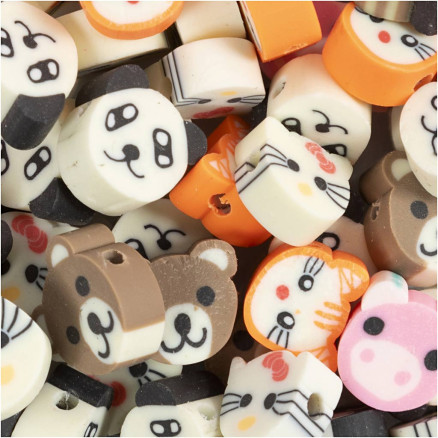 Figurperler, Dyr, diam. 10 mm, hulstr. 1,5 mm, 60 stk./ 1 pk.