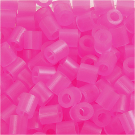 Rørperler, str. 5x5 mm, hulstr. 2,5 mm, medium, rosa neon (32257), 6000 stk./ 1 pk.