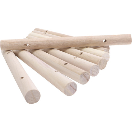 Træstave til bordskånere, diam. 14-15 mm, str. 18 cm, hulstr. 4 mm, 108stk./ 1 pk.