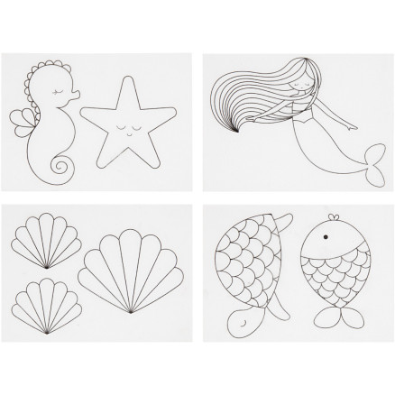 Krympeplast med motiver, havfrue, ark 10,5x14,5 cm, tykkelse 0,3 mm, mat transparent, 4ark/ 1 pk.
