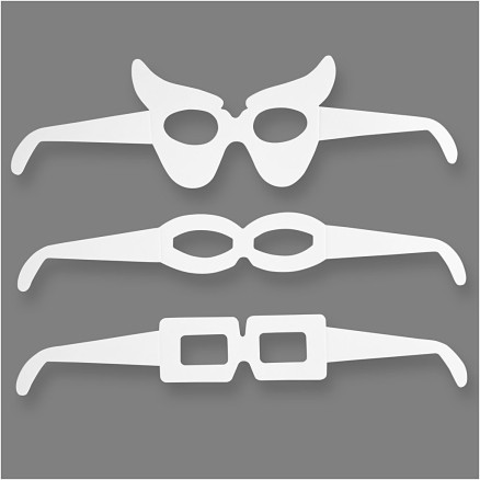 Briller, H: 4,5-10 cm, L: 32 cm, 230 g, hvid, 16stk./ 1 pk.