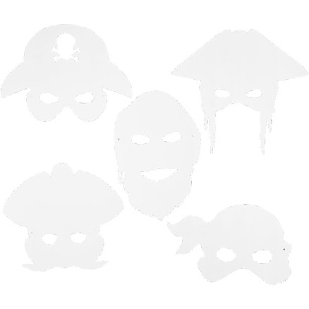 Piratmasker, H: 16-26 cm, B: 17,5-26,5 cm, 230 g, hvid, 16stk./ 1 pk.