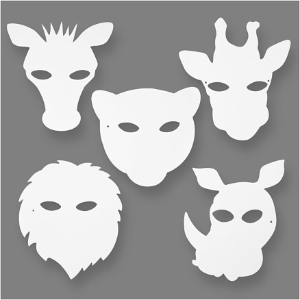 Junglemasker, H: 22,5-25 cm, B: 20,5-22,5 cm, 230 g, hvid, 16stk./ 1 pk.