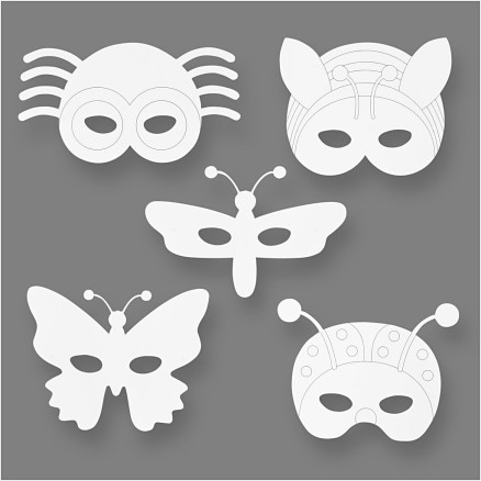Insektmasker, H: 14-17 cm, B: 19,5-23 cm, 230 g, hvid, 16stk./ 1 pk.