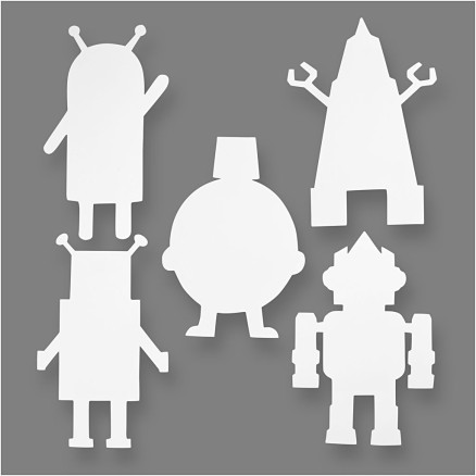 Robotter, H: 22,5-24 cm, B: 15-16 cm, 230 g, hvid, 16stk./ 1 pk.