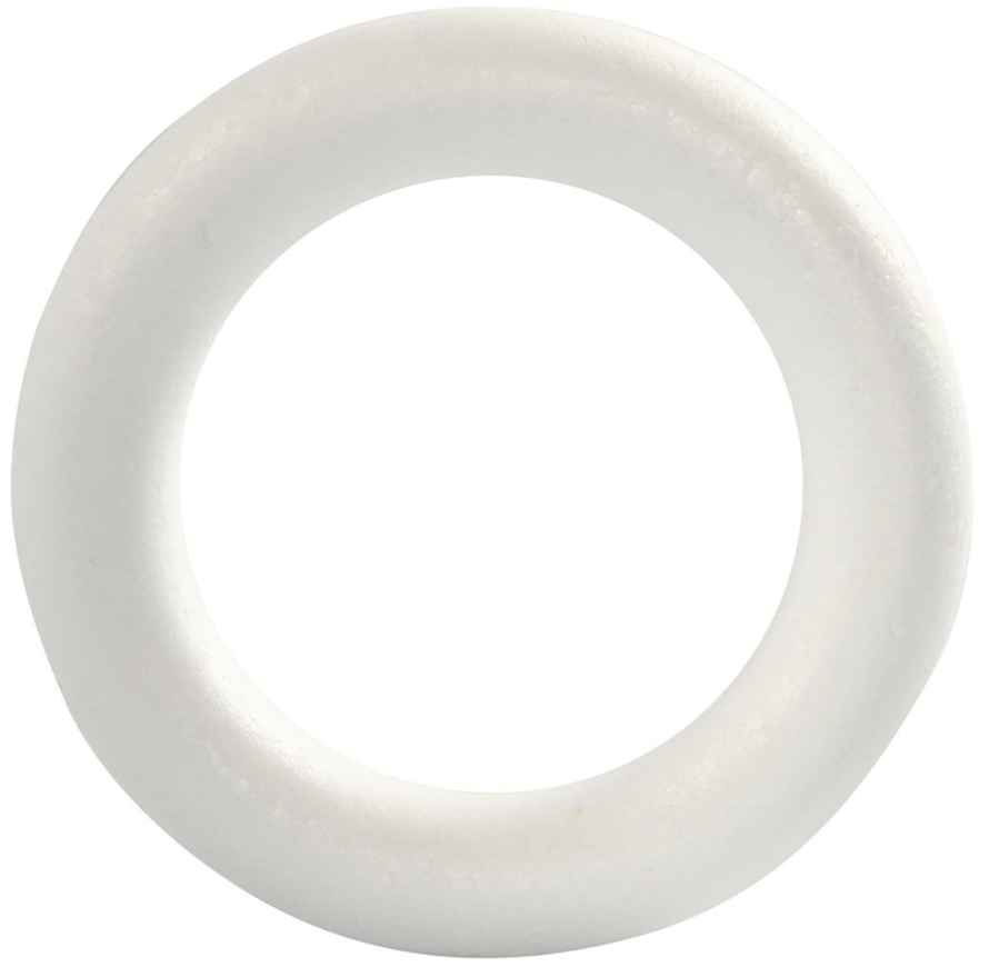 Styropor Ring til Dekoration - Dia: 17 cm, Tykkelse: 30 mm