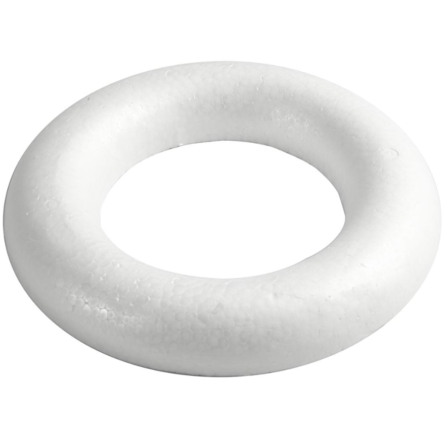 Styropor Ring med Flad Bagside - 25 cm til Dekorationer