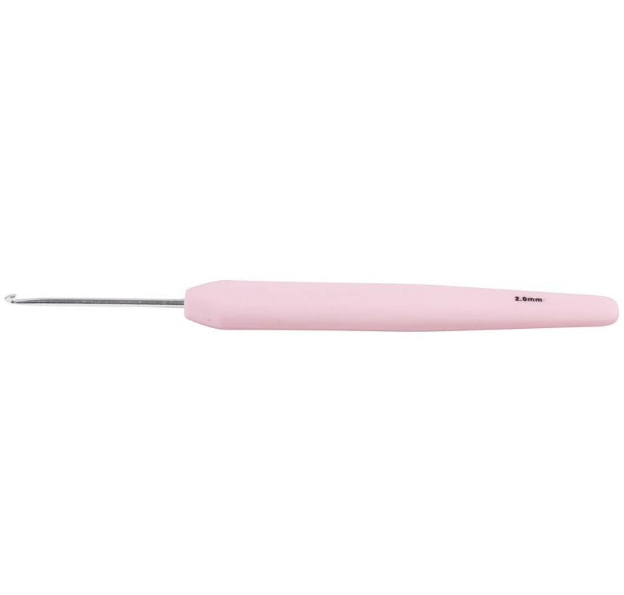 Ergonomisk lyserød hæklenål 2,0 mm - Fantastisk tilbud!
