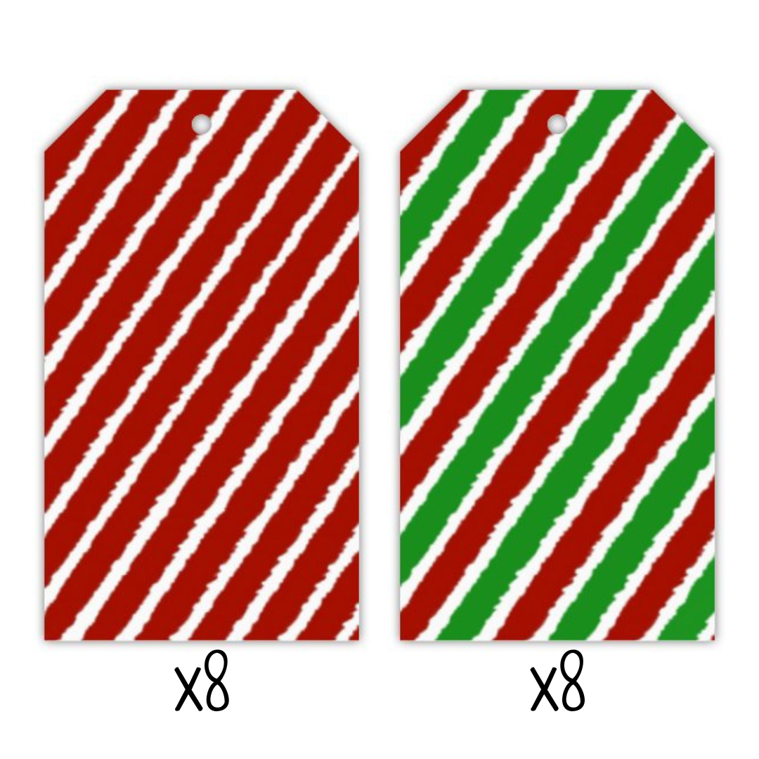 Julestribede Gavemærker, 16 stk, 5x9 cm fra Niah Design