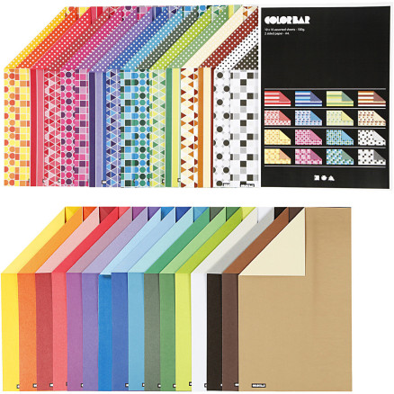 Farverigt Rivekarton A4, 250 g, 32x10 ark - Kreativ DIY