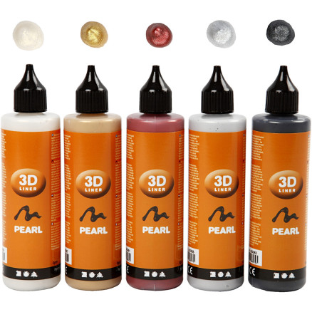 3D Liner Metallicfarver - 5x100ml, Kreativ Maling