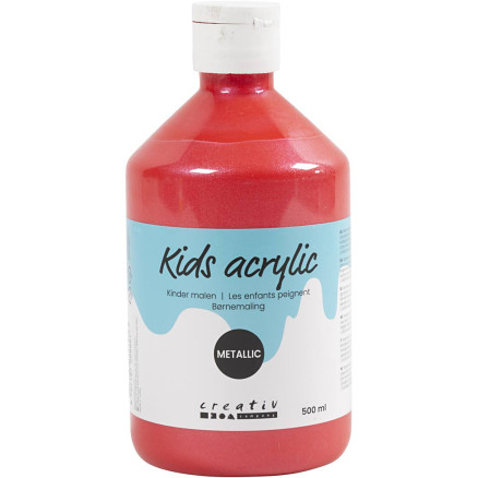 Metallic Rød Akrylmaling til Skolebrug - 500 ml