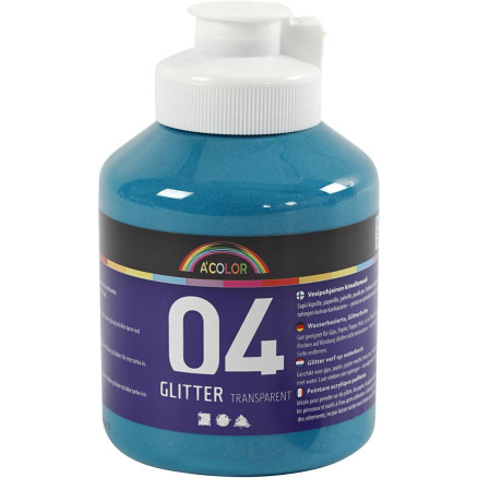 Glitter Akrylmaling Turkis 500ml - Kreativ Maling Tilbud