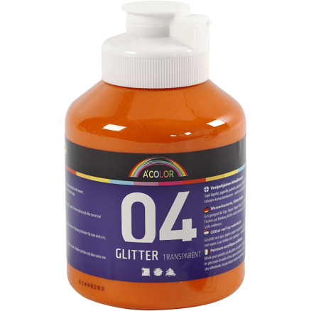 Glitrende Akrylmaling i Orange - 500 ml Flaske