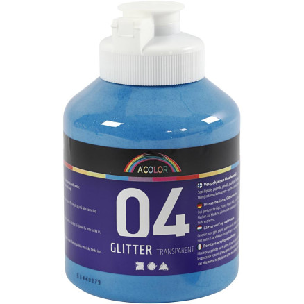Glitrende Akrylmaling Blå 500ml - Kreativ DIY Maling