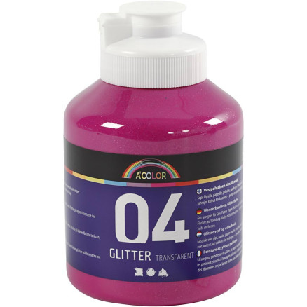 Glitrende pink akrylmaling, 500 ml - Kreativ DIY!