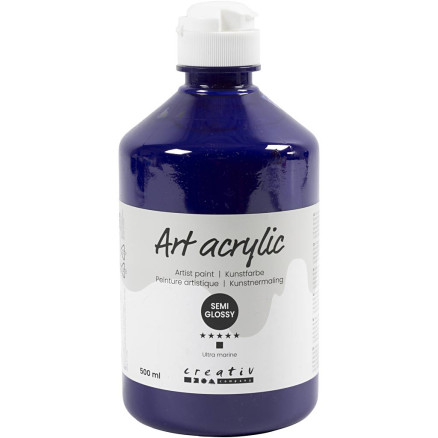 Art Akrylmaling Halvblank Ultra Marine 500ml - Kreativ Maling