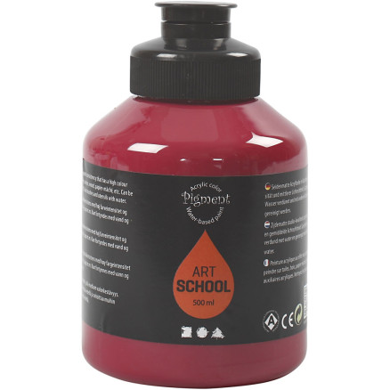 Mørk Rød Akrylmaling 500ml - Halvblank & Halvtransparent